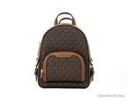 Michael Kors Jaycee Mini XS Brown Signature PVC Zip Pocket Shoulder Backpack Bag