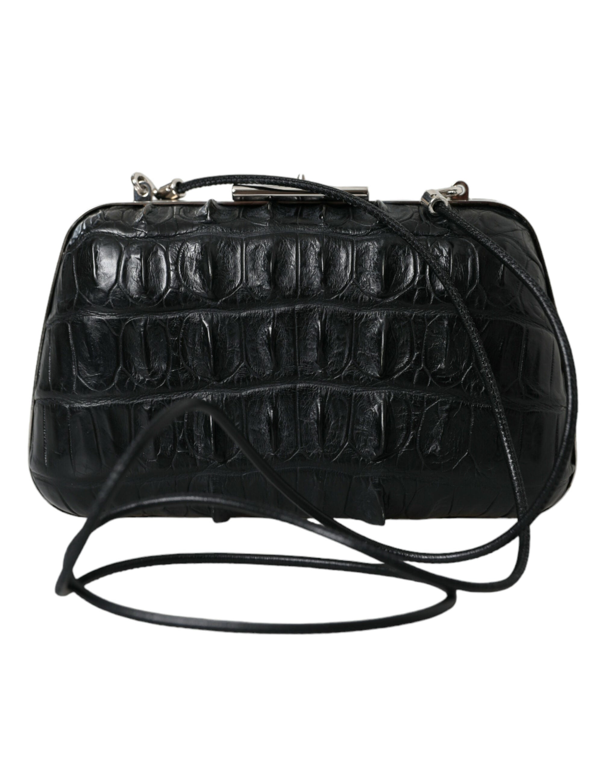 Balenciaga Black Exotic Skin Leather Shoulder Crossbody Box Clutch