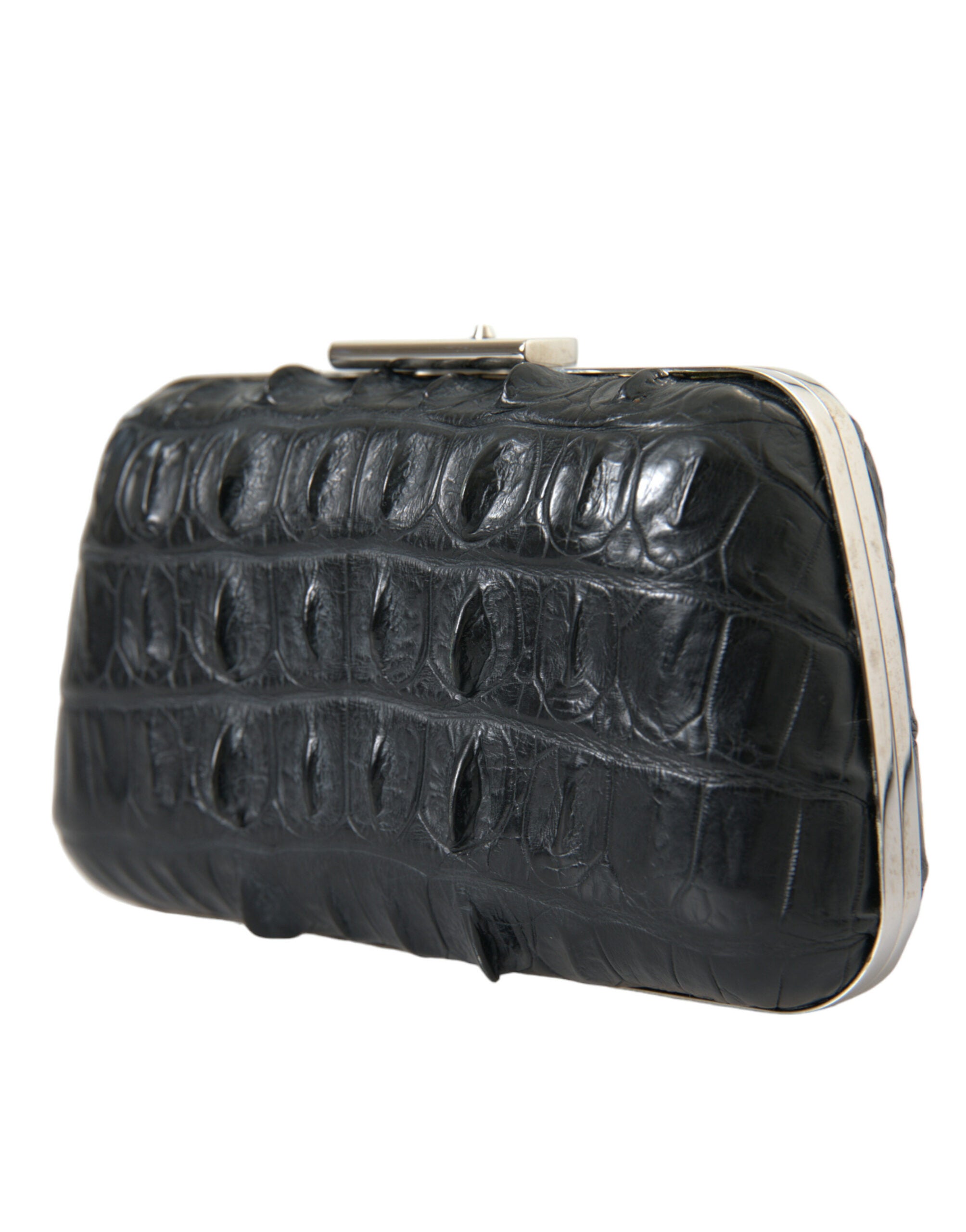 Balenciaga Black Exotic Skin Leather Shoulder Crossbody Box Clutch